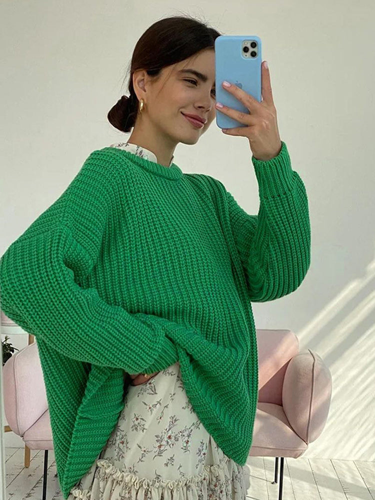Oversized Chunky Knit Sweater for Women - Amara-Blue-S-State of Style
