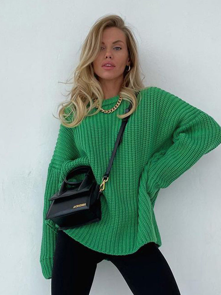 Oversized Chunky Knit Sweater for Women - Amara-Blue-S-State of Style