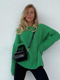 Oversized Chunky Knit Sweater for Women - Amara-Blue-S-State of Style