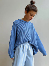 Oversized Chunky Knit Sweater for Women - Amara-Blue-S-State of Style