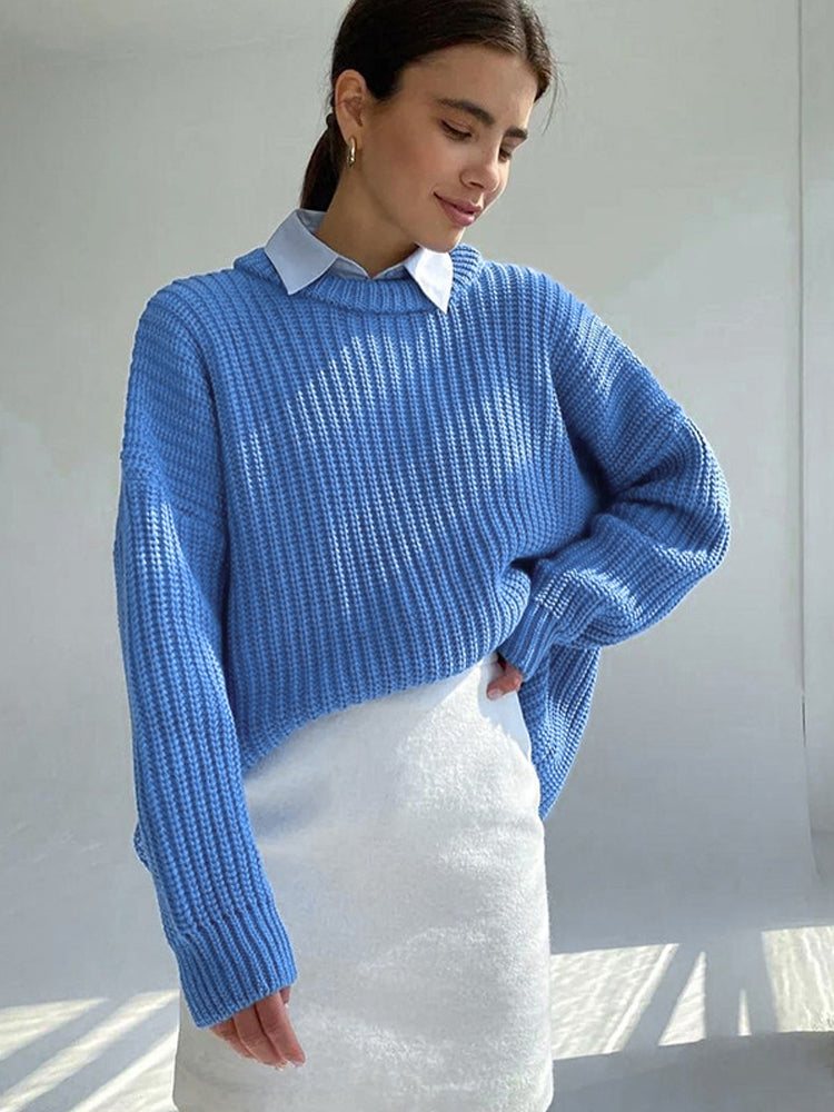 Oversized Chunky Knitted Sweater for Women - Amara-Blue-S-State of Style