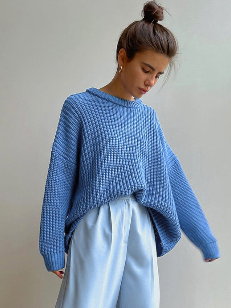Oversized Chunky Knitted Sweater for Women - Amara-Blue-S-State of Style