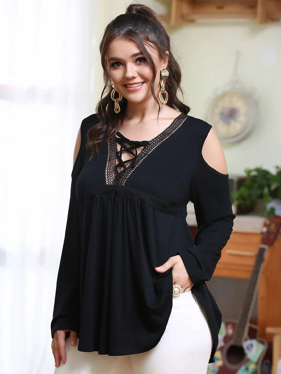 Oversized Cold Shoulder T-Shirt-L-State of Style