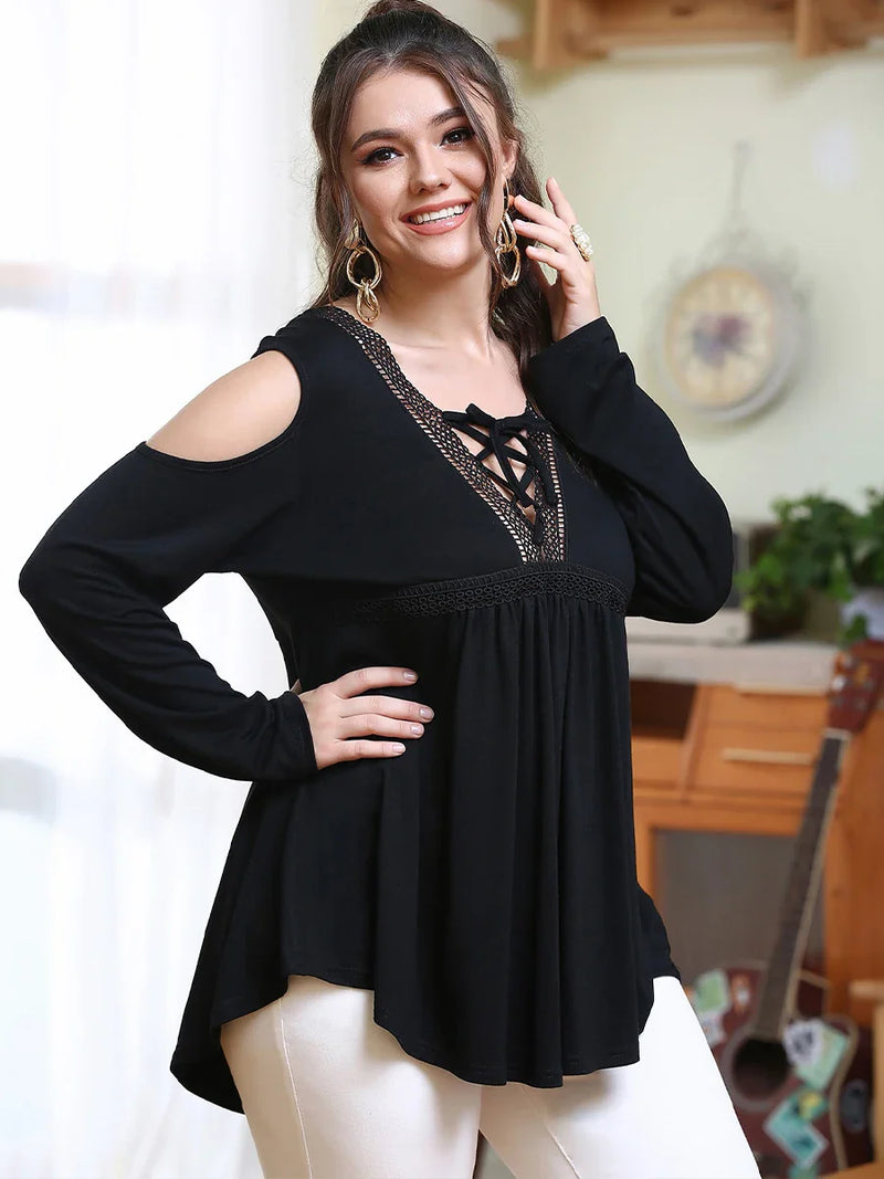 Oversized Cold Shoulder T-Shirt-L-State of Style