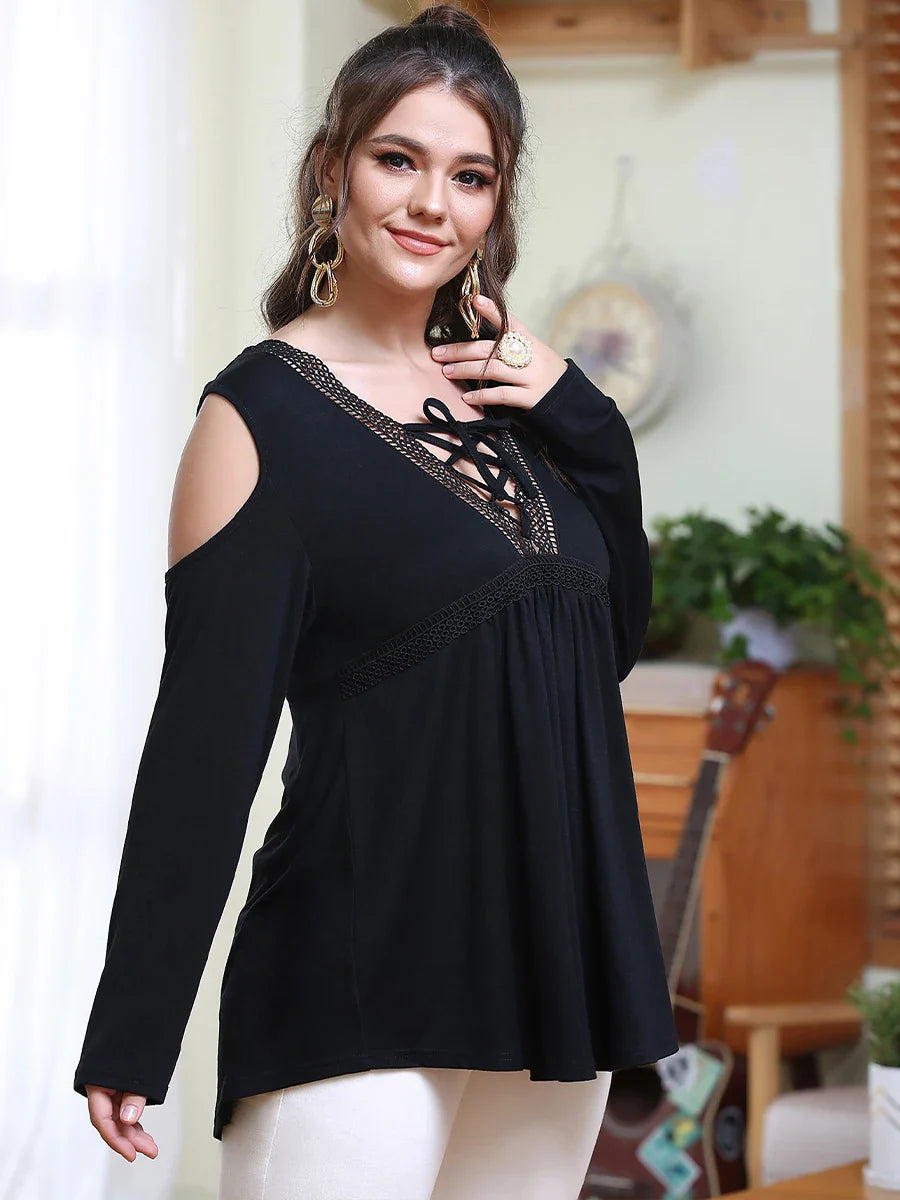Oversized Cold Shoulder T-Shirt-L-State of Style