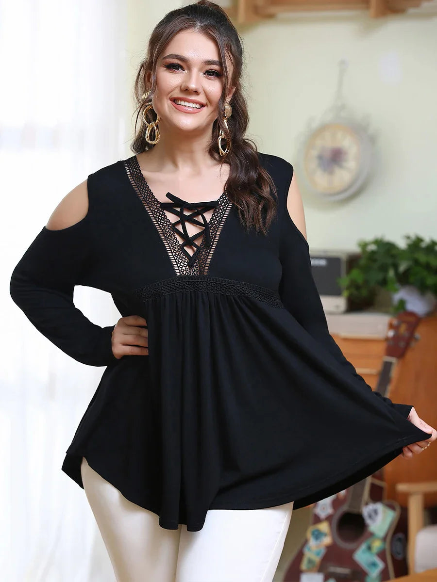 Oversized Cold Shoulder T-Shirt-L-State of Style