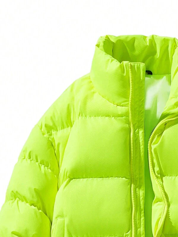 Oversized Fluorescent Men's Winter Jacket - Vigoro-Black-S-State of Style