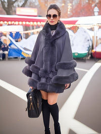 Oversized Furry Cape Coat for Women - Fiona-Burgundy-S-State of Style