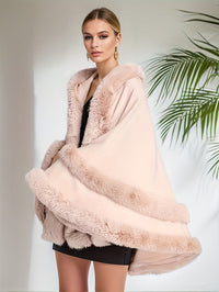 Oversized Furry Cape Jas for Women - Fiona-Light pink-S-State of Style