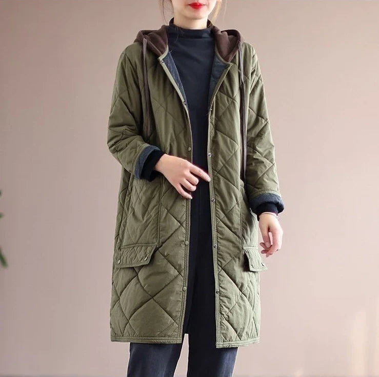 Oversized Hooded Mid-Length Coat | Stylish & Comfortable-Army Green-M-State of Style