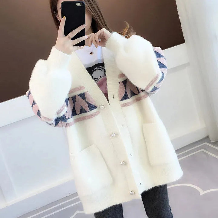 Oversized Knitted Cosy Sweater-White-XL-State of Style