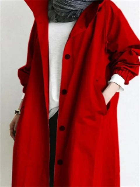 Oversized Long Coat with Buttons and Deep Side Pockets-S-Army Green-State of Style