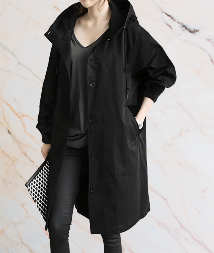 Oversized Long Coat with Buttons and Deep Side Pockets-S-Charcoal-State of Style