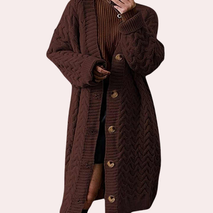 Oversized Long Knitted Women's Cardigan - Noémie-Black-XS-State of Style