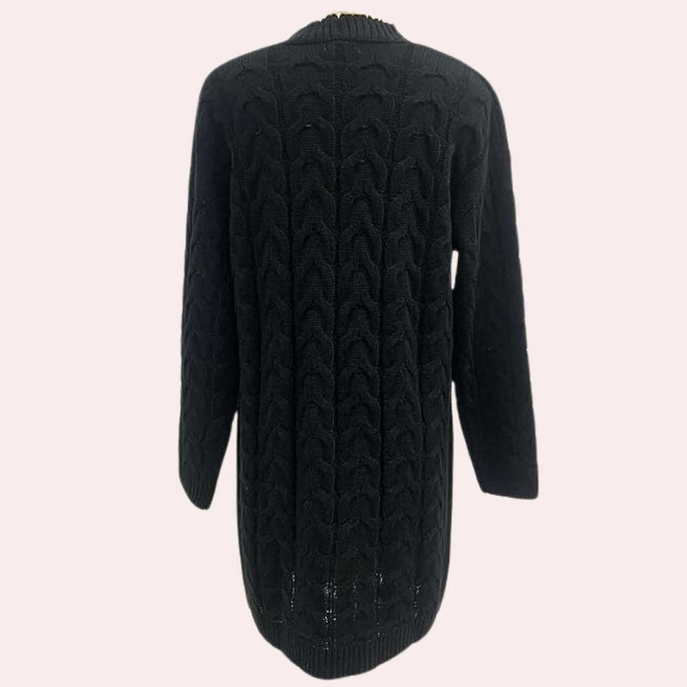 Oversized Long Knitted Women's Cardigan - Noémie-Black-XS-State of Style