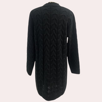 Oversized Long Knitted Women's Cardigan - Noémie-Black-XS-State of Style
