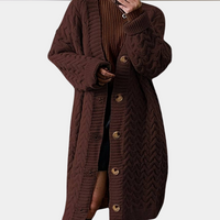 Oversized Long Knitted Women's Cardigan - Noémie-Brown-XS-State of Style