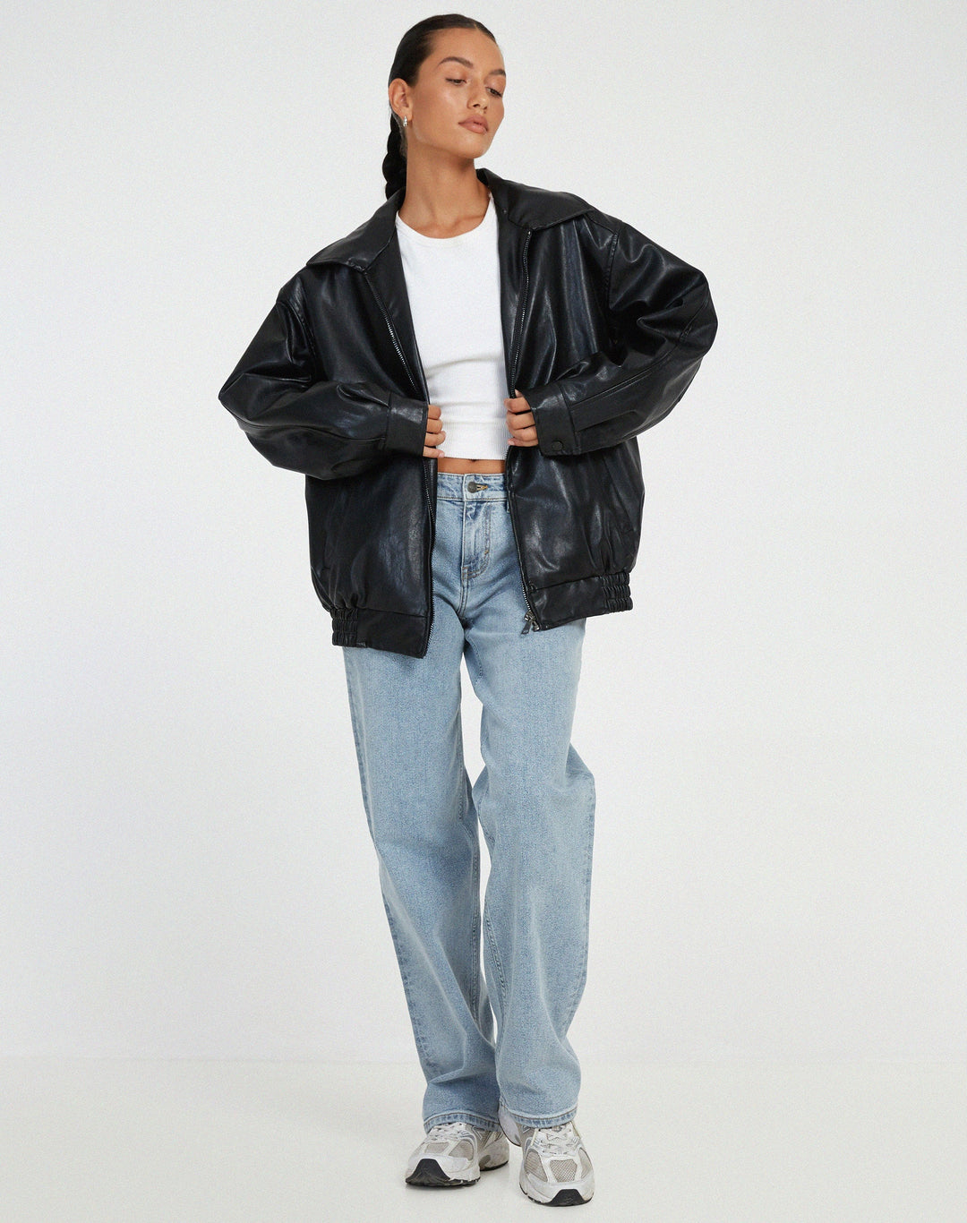 Oversized Loose Leather Women's Jacket – Yara-Black-XS-State of Style