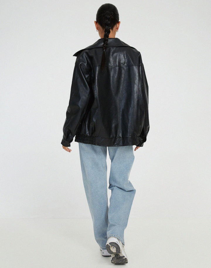 Oversized Loose Leather Women's Jacket – Yara-Brown-XS-State of Style