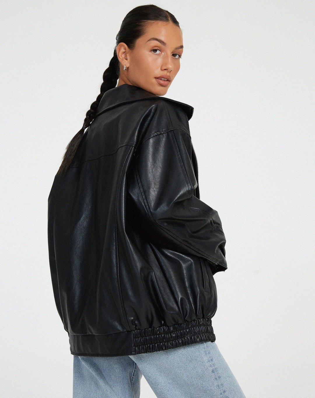 Oversized Loose Leather Women's Jacket – Yara-Brown-XS-State of Style