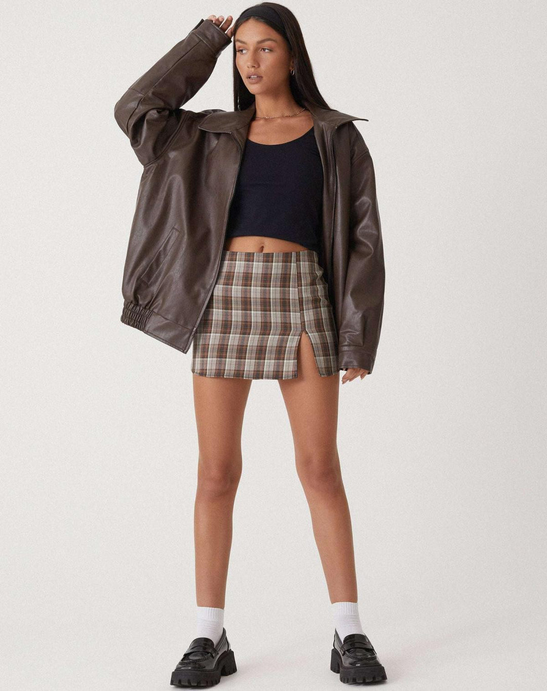 Oversized Loose Leather Women's Jacket – Yara-Brown-XS-State of Style