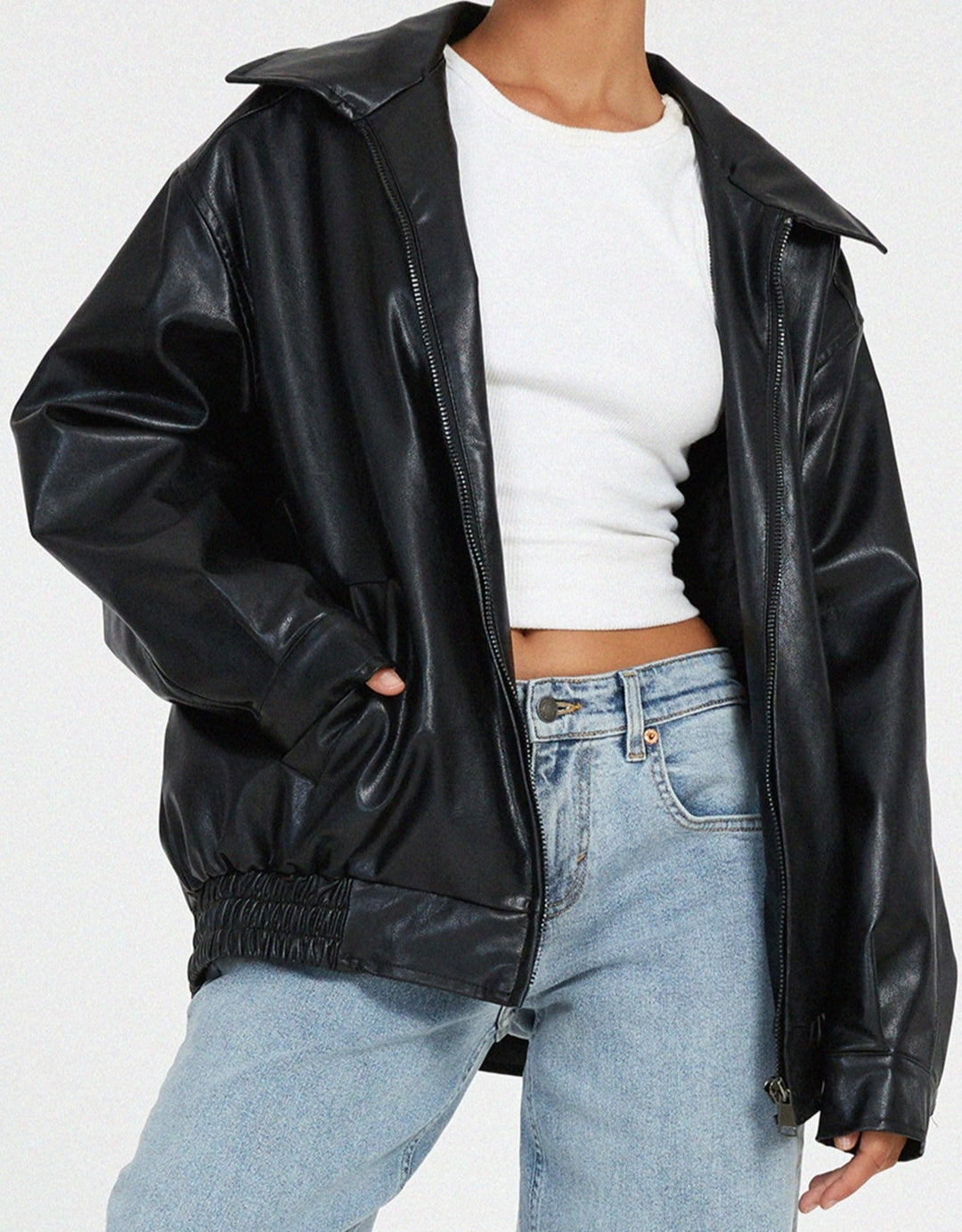 Oversized Loose Leather Women's Jacket – Yara-Brown-XS-State of Style