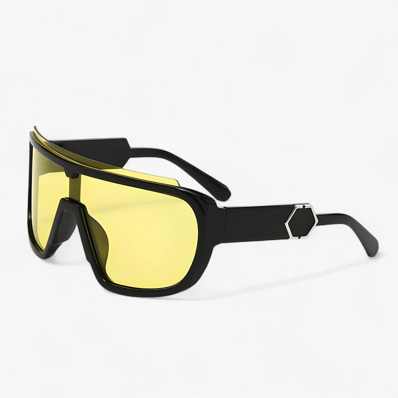 Oversized Monoblock Wraparound Sunglasses – Auron-Black Yellow-State of Style