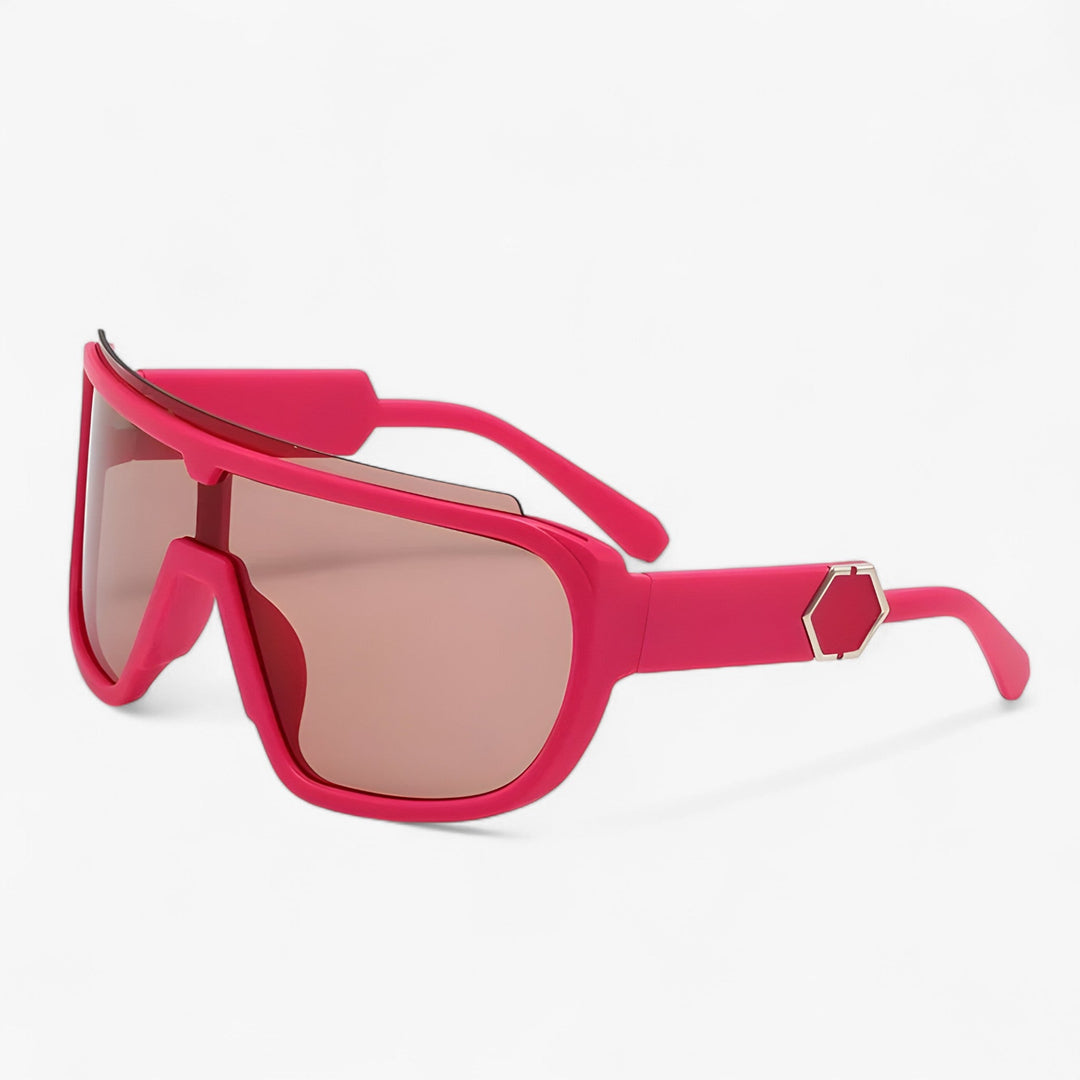 Oversized Monoblock Wraparound Sunglasses – Auron-Pink Grey-State of Style
