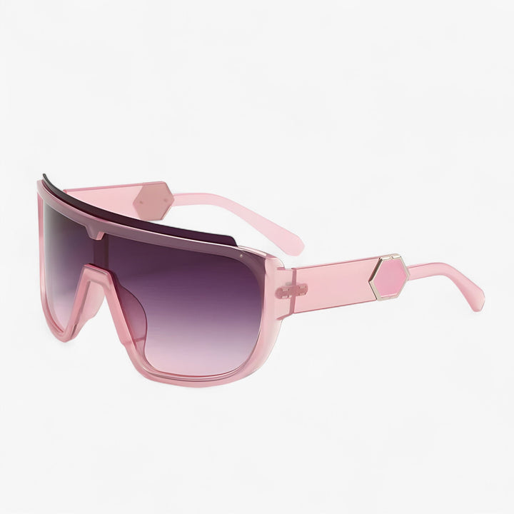 Oversized Monoblock Wraparound Sunglasses – Auron-Shiny Pink-State of Style