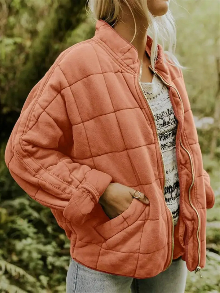Oversized Padded Intermediate Jacket - Eliza-Brick Red-S-State of Style