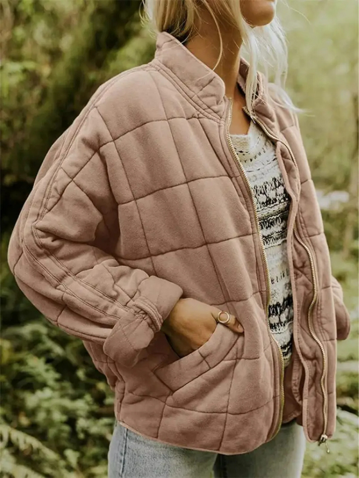 Oversized Padded Intermediate Jacket - Eliza-Khaki-S-State of Style