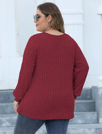 Oversized Ribbed Knit Long Sleeve Top-Black-L-State of Style
