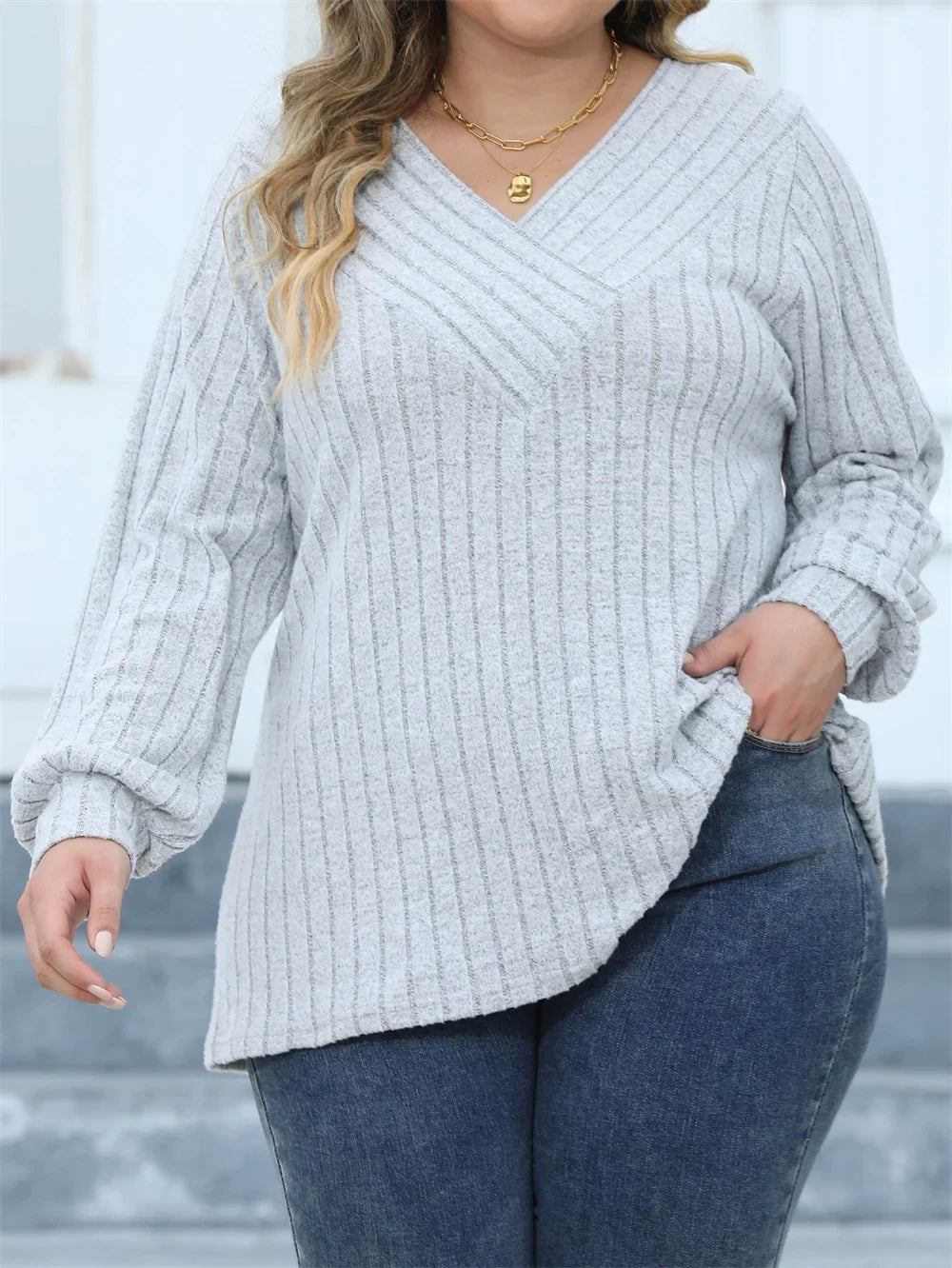 Oversized Ribbed Knit Long Sleeve Top-Black-L-State of Style