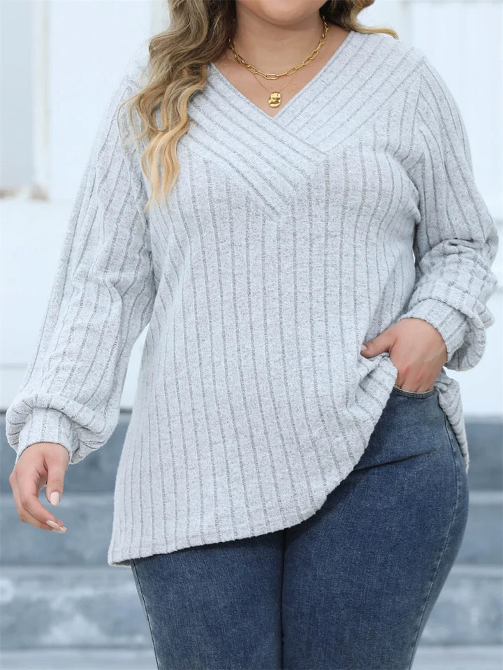 Oversized Ribbed Knit Long Sleeve Top-Black-L-State of Style