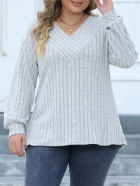 Oversized Ribbed Knit Long Sleeve Top-Black-L-State of Style