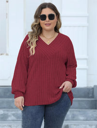 Oversized Ribbed Knit Long Sleeve Top-Black-L-State of Style