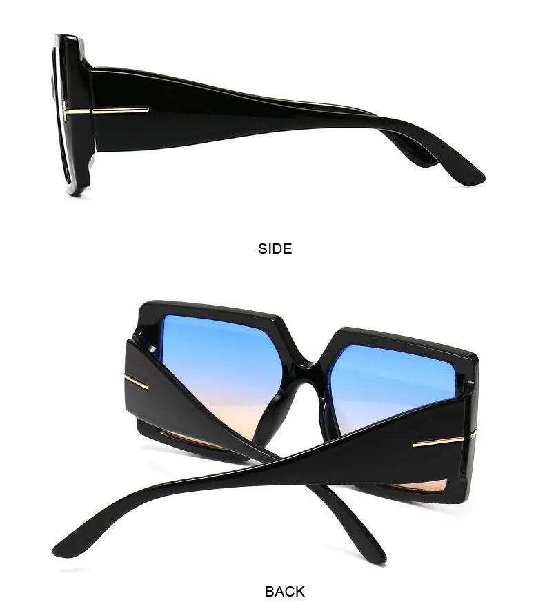 Oversized Square Sunglasses – Bold & Trendy with UV Protection-Black-Grey-State of Style