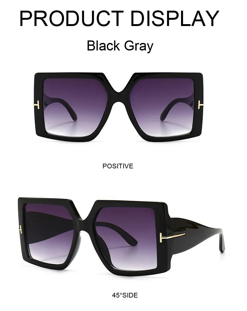 Oversized Square Sunglasses – Bold & Trendy with UV Protection-Black-Grey-State of Style