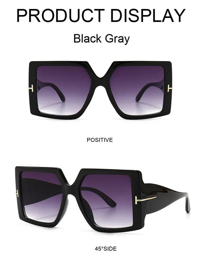 Oversized Square Sunglasses – Bold & Trendy with UV Protection-Black-Grey-State of Style