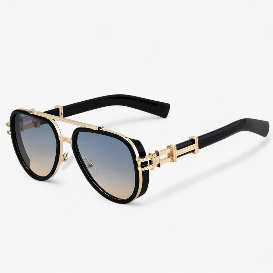 Oversized steampunk sunglasses with polarized lenses – Arclight-Black Gold Yellow-State of Style
