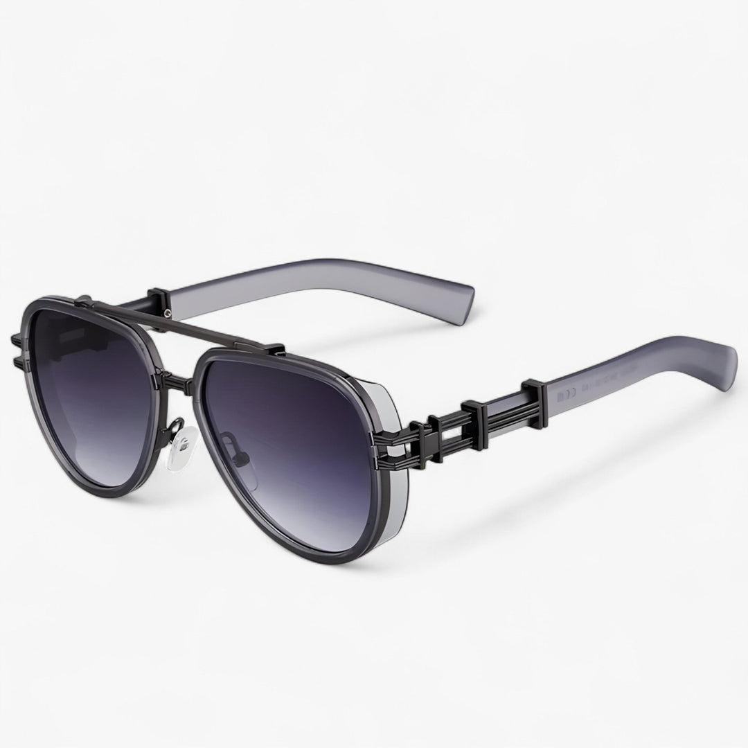 Oversized steampunk sunglasses with polarized lenses – Arclight-Gray Black-State of Style
