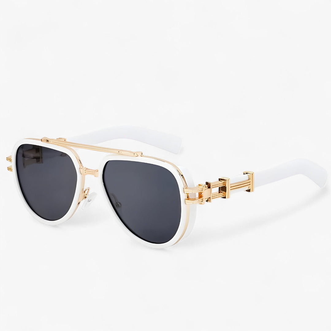 Oversized steampunk sunglasses with polarized lenses – Arclight-White Grey-State of Style