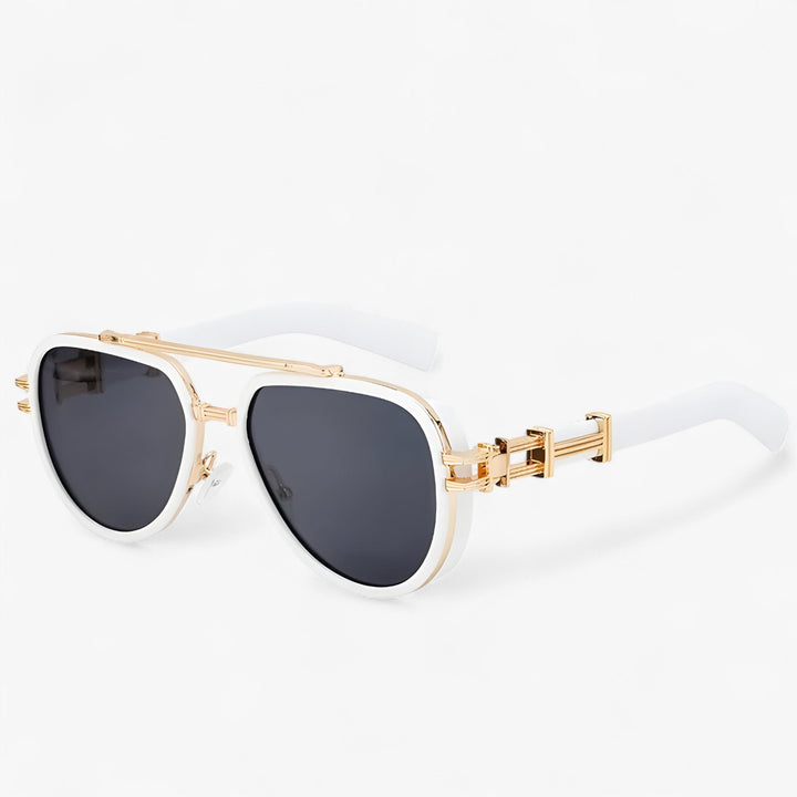 Oversized steampunk sunglasses with polarized lenses – Arclight-White Grey-State of Style