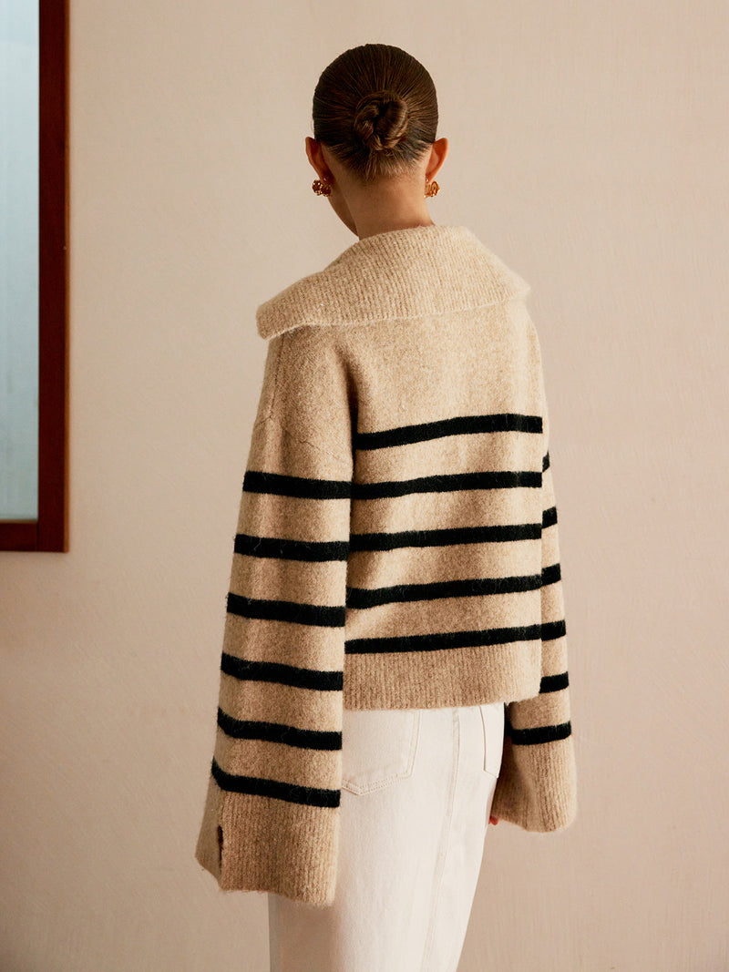 Oversized Striped Sweater for Women – Celina-Beige-XS-State of Style