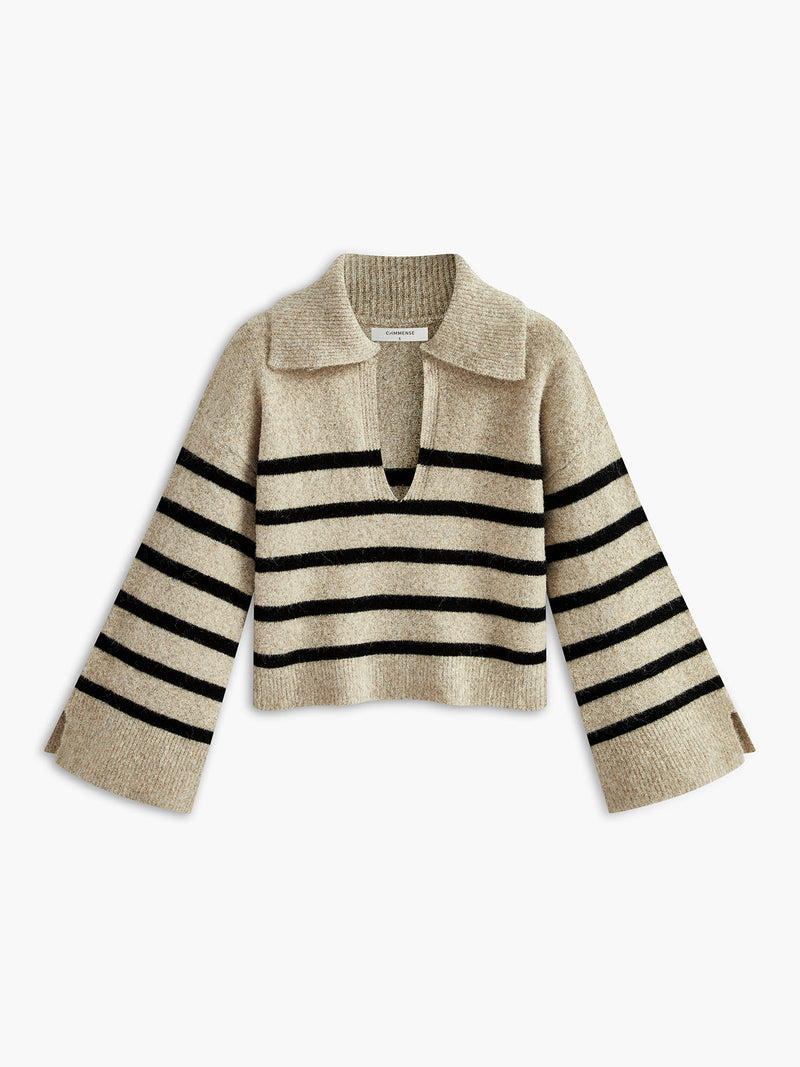 Oversized Striped Sweater for Women – Celina-Beige-XS-State of Style