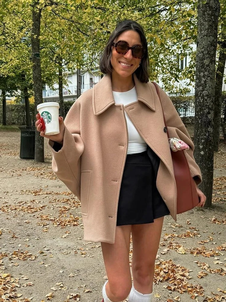 Oversized Stylish Women's Coat - Amara-Khaki-XS-State of Style