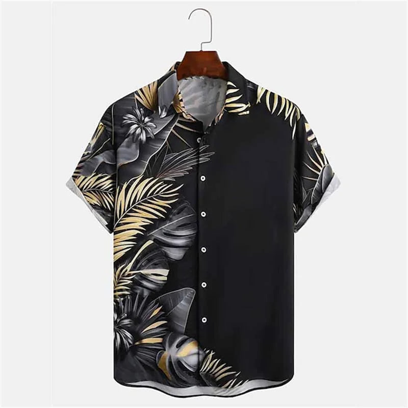 Oversized Top with Spring or Summer Island Print-Black-2XL-State of Style