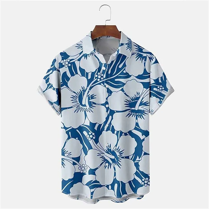 Oversized Top with Spring or Summer Island Print-Blue A-2XL-State of Style