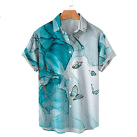 Oversized Top with Spring or Summer Island Print-Blue C-2XL-State of Style
