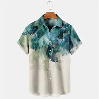 Oversized Top with Spring or Summer Island Print-Blue & Green-2XL-State of Style
